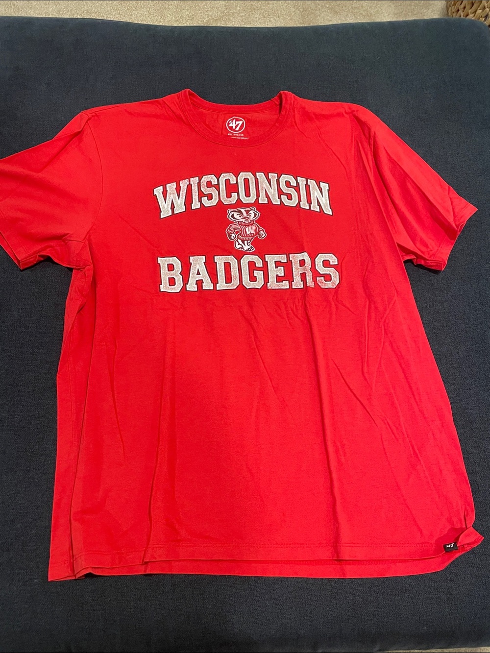 47 Brand Wisconsin Badgers Red Short Sleeve Tee with Logo